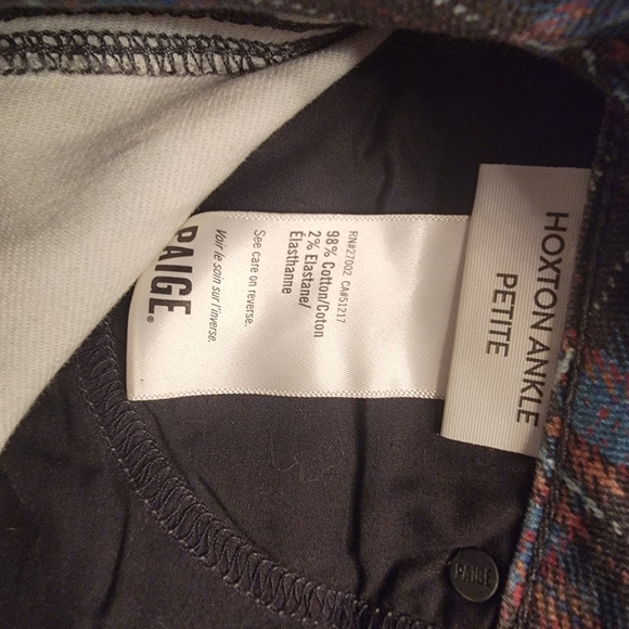 PAIGE Hoxton Ankle Petite Black Atlantic Tartan Plaid Jeans Size 24 - Picture 6 of 6